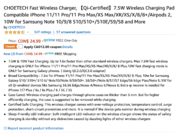 Amazon Canada CHOETECH Fast Wireless Charger - 5W/7.5W/10W | $12.99 w/ clip-on coupon