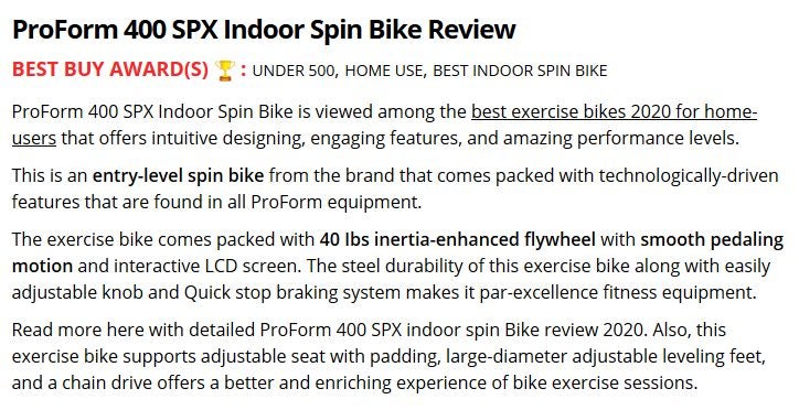 proform 400 spx spin bike