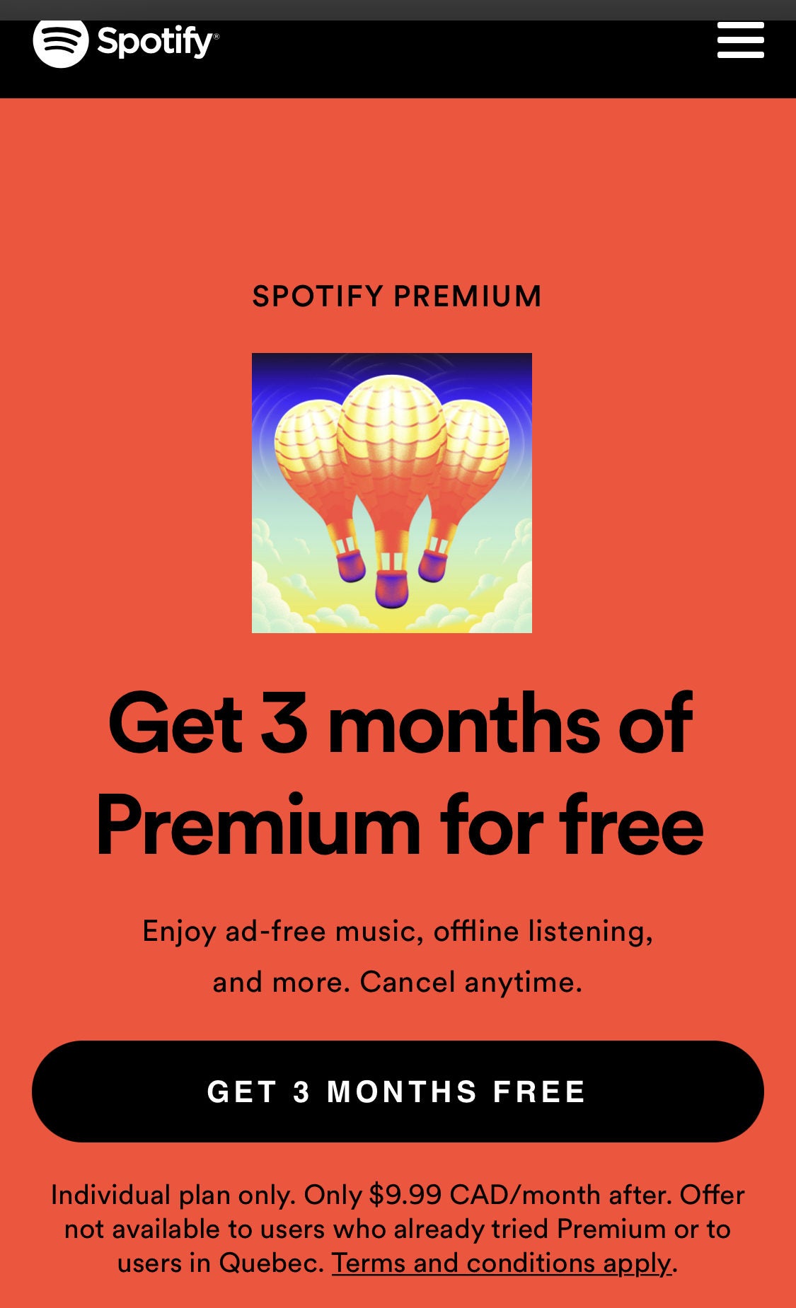 spotify free 3 months