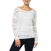 Girls Solid Jacquard Striped Scoop Neck Pullover Sweater - $20.00