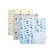 Rosie Pope Sharks, Guitars, And Glasses 3-pack Blankets In Yellow/grey/blue - $19.99 ($3.00 Off)