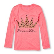 Girls Long Sleeve Neon Glitter 'princess Vibes' Graphic Tee - $5.60 ($9.35 Off)
