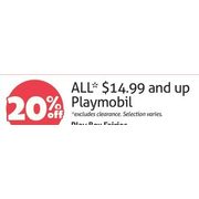 All $14.99 and Up Playmobil - 20% off
