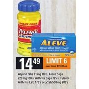 Aspirin Tabs Aleve Caps Arthritis Caps Tylenol Arthritis Eztab - $14.49