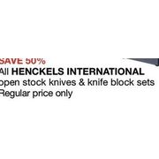 All Henckels International Open Stock Knives & Knife Block Sets  - 50%  off