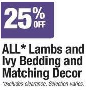 All Lambs And Ivy Bedding And Matching Decor  - 25% off