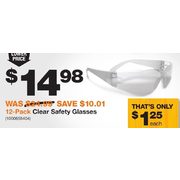Clear Safety Glasses - $14.98 ($10.01 off)