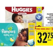 Pampers Super Econo or Huggies Mega Diapers - $32.75