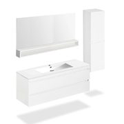 Glossy White 48" Wall-mount Vanity Set With Matching Linen Cabinet And Mirror - Madden Collection - $992.77 ($232.23 Off)