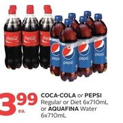 Coca-Cola Or Pepsi Regular Or Diet Or Aquafina Water - $3.99