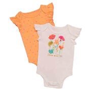 Baby Starters® 2-pack Flowers Bodysuits In White/orange - $7.19 ($2.70 Off)