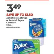 Ziploc Freezer, Storage or Sandwich Bags or Containers - $3.49 (Up to $1.50 off)