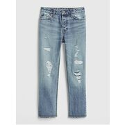 Kids High Rise Destructed Relaxed Straight Jeans - $55.99 ($58.01 Off)