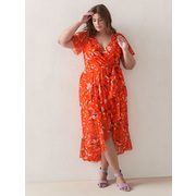 Printed Fit & Flare Wrap Dress - Addition Elle - $69.30 ($29.70 Off)