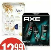 Dove Dry Skin Essentials Gift Pack, Axe Phoenix Or Apollo 3-Piece Gift Sets - $12.99